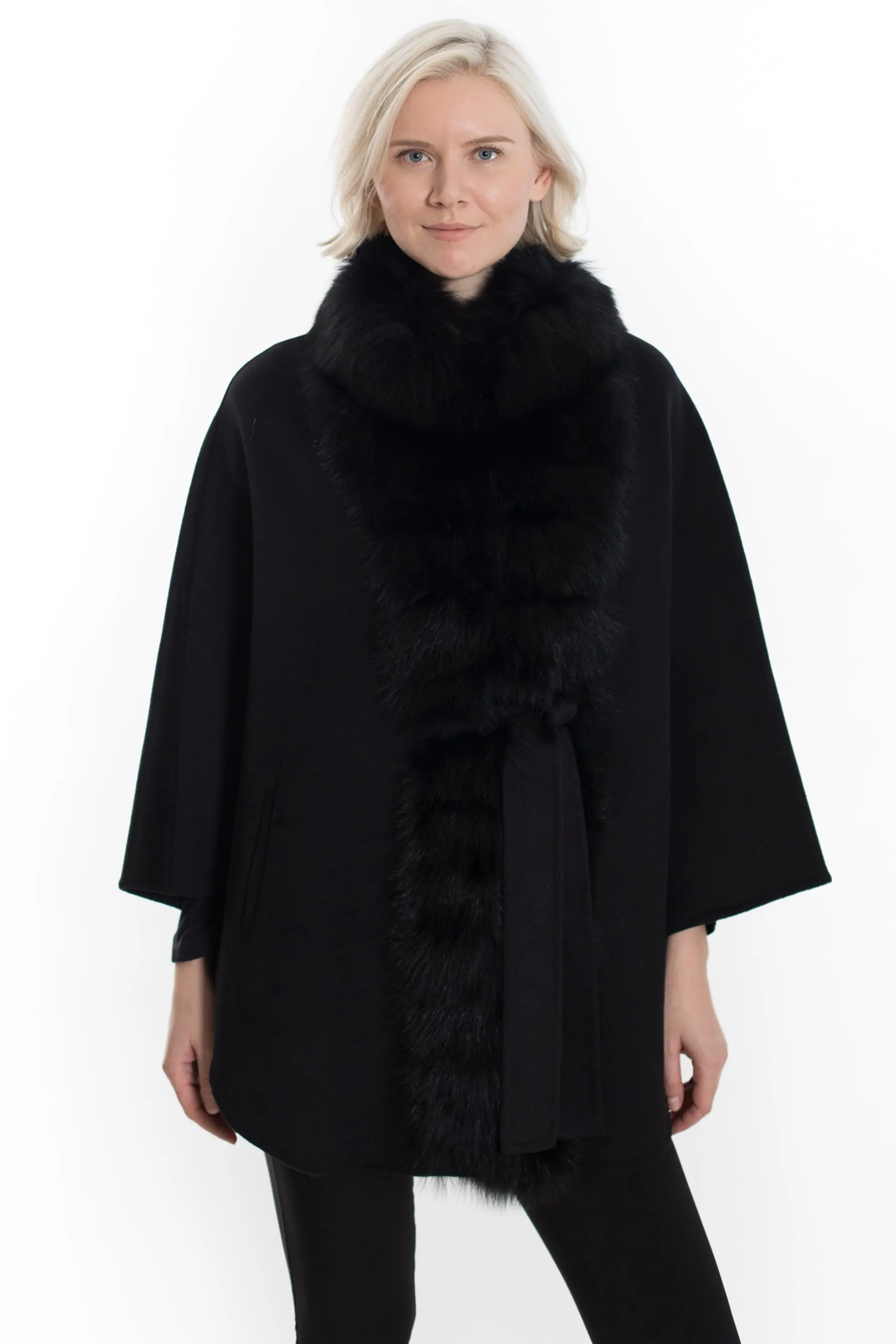 NORA - Cashmere Blend Belted Cape