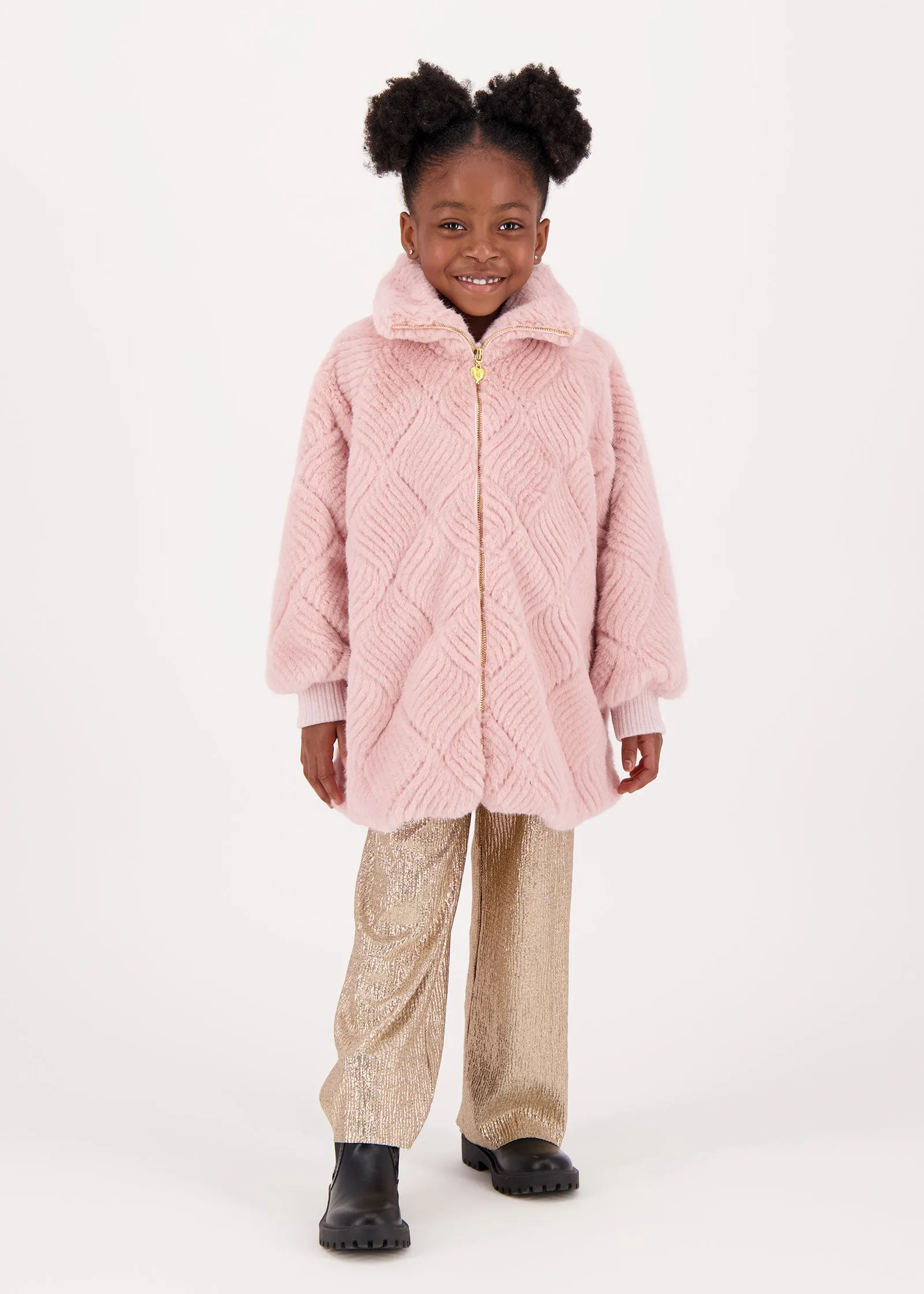 Oscars Fur Weave Jacket Tea Rose