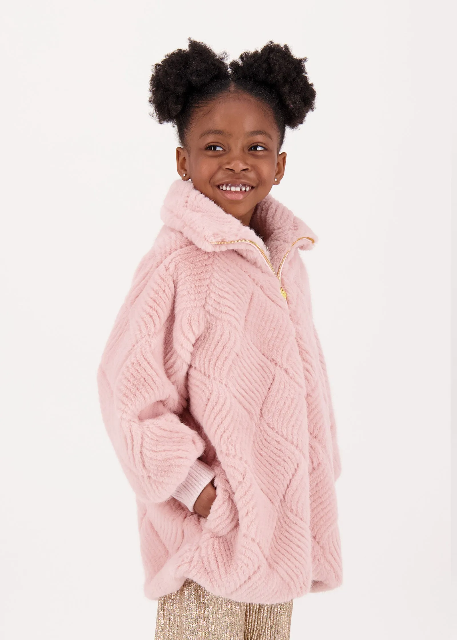 Oscars Fur Weave Jacket Tea Rose