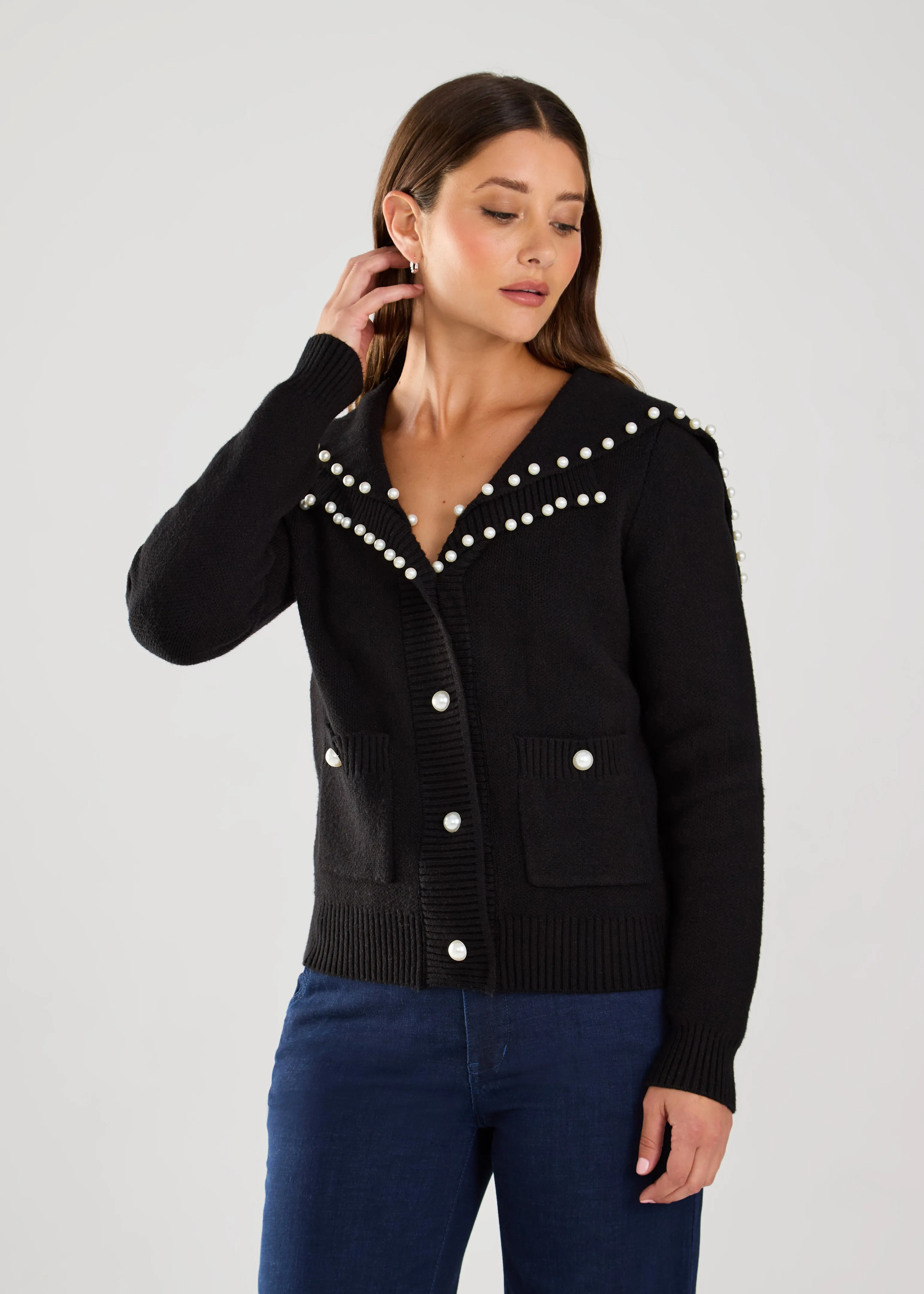 Pearl Embellished Cardigan Jacket