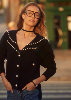 Pearl Embellished Cardigan Jacket