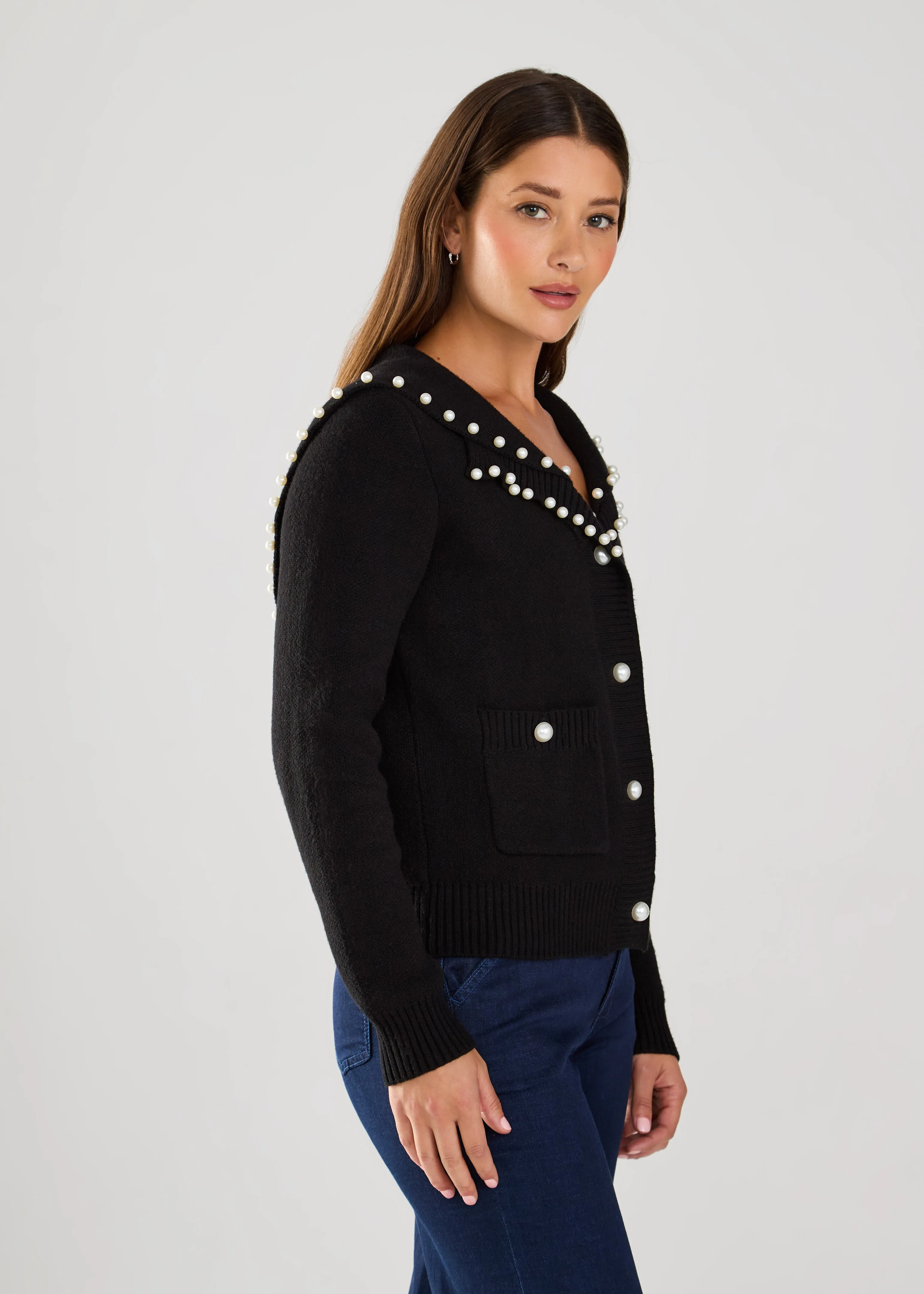 Pearl Embellished Cardigan Jacket