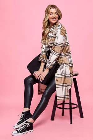 plaid casual long shacket
