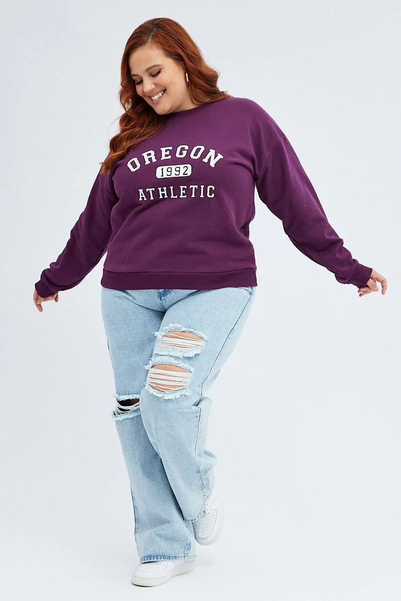 Purple Cropped Sweater Portland Embroidery