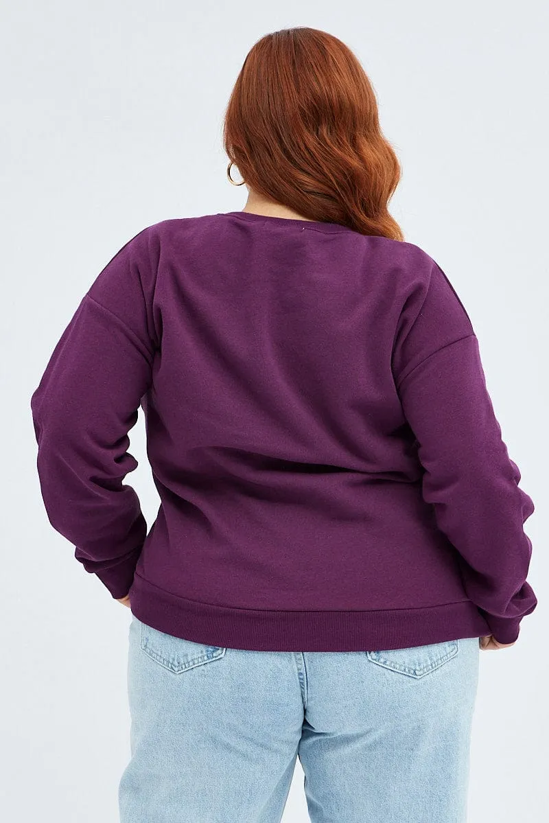 Purple Cropped Sweater Portland Embroidery