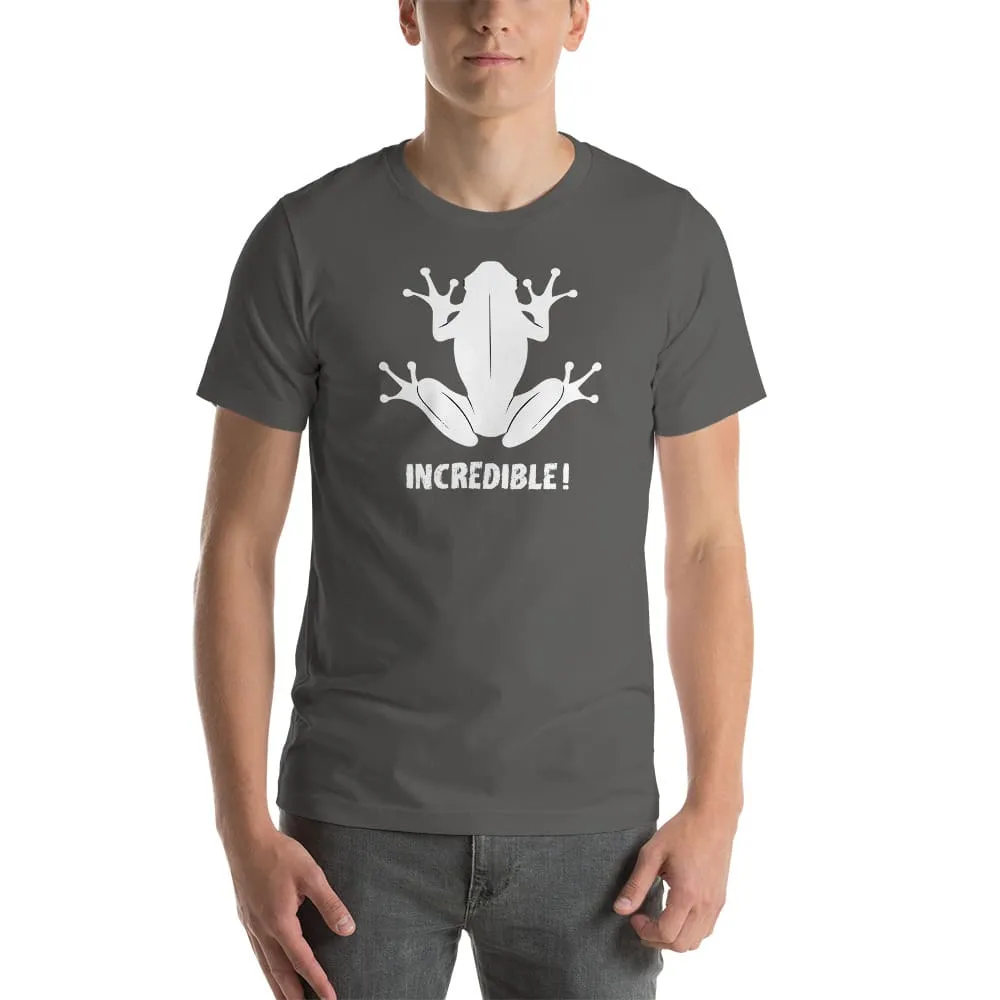 "Frogs Are Incredible" Frog T-Shirt - White Print (Adult Unisex/Men's)