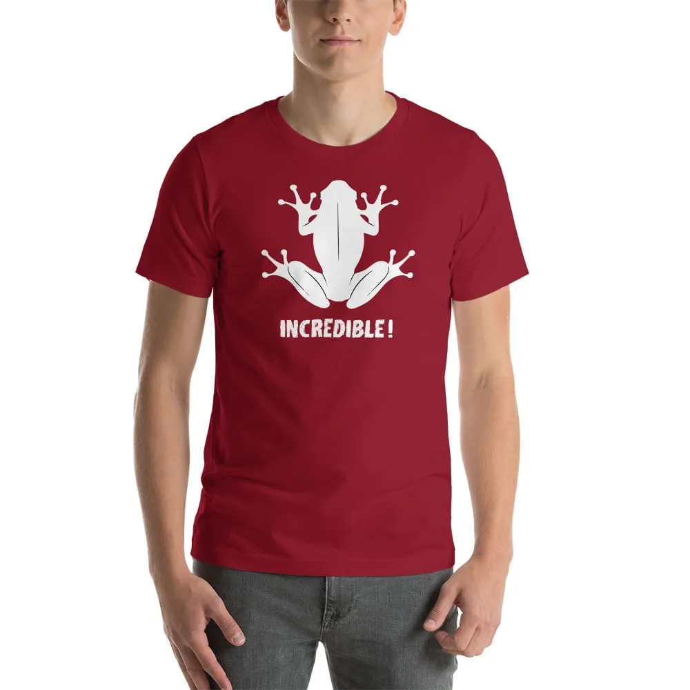 "Frogs Are Incredible" Frog T-Shirt - White Print (Adult Unisex/Men's)