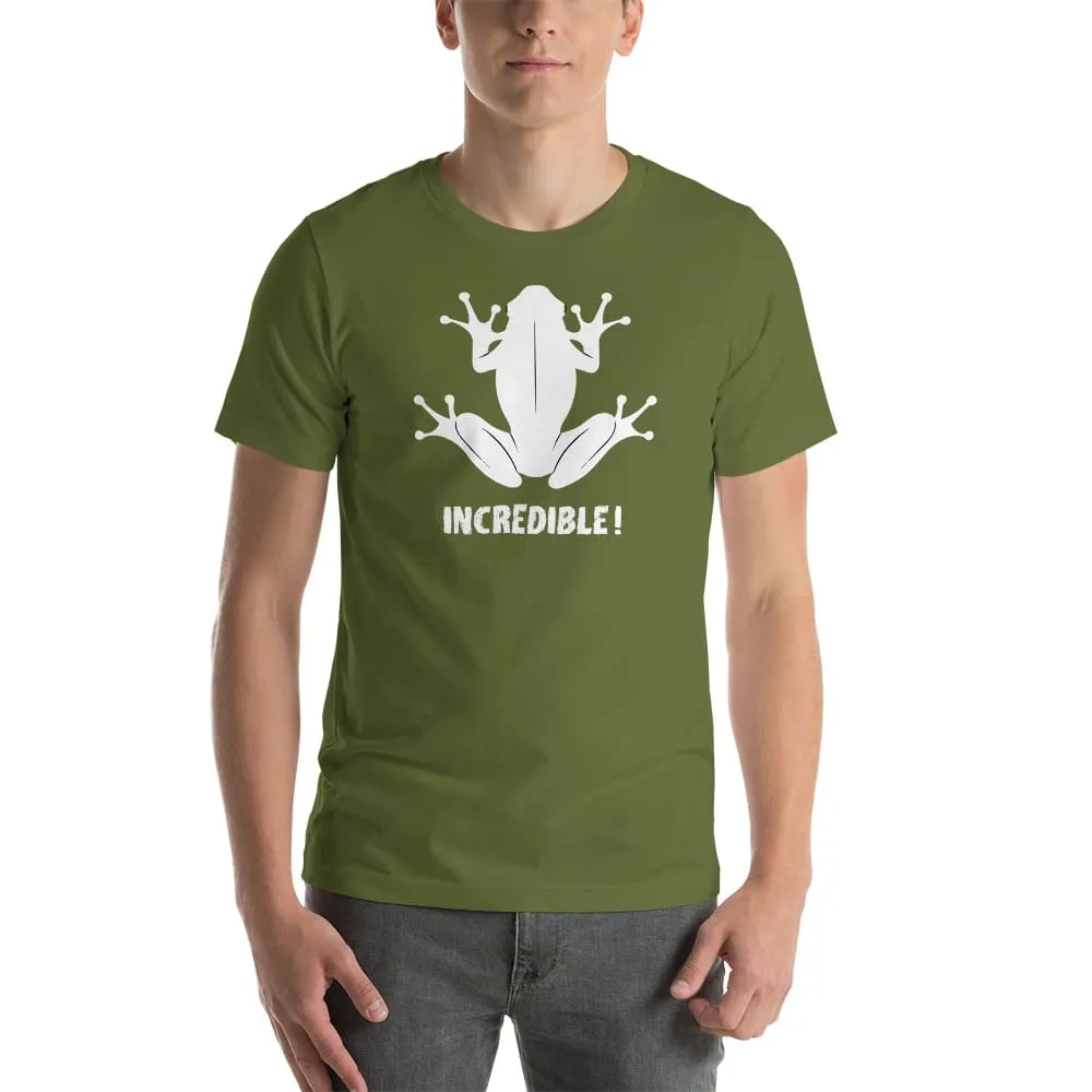 "Frogs Are Incredible" Frog T-Shirt - White Print (Adult Unisex/Men's)