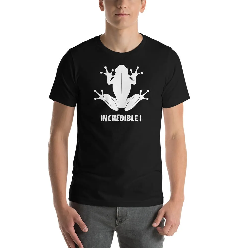 "Frogs Are Incredible" Frog T-Shirt - White Print (Adult Unisex/Men's)