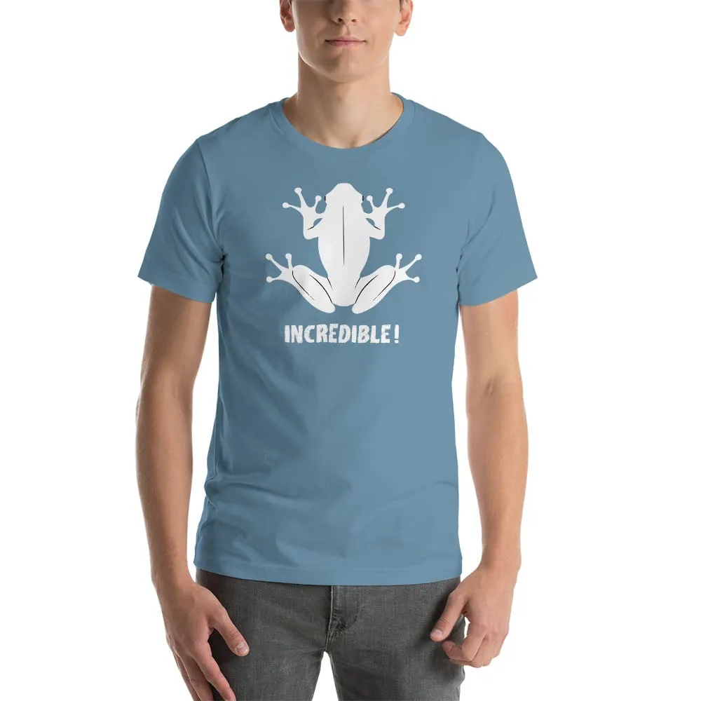 "Frogs Are Incredible" Frog T-Shirt - White Print (Adult Unisex/Men's)