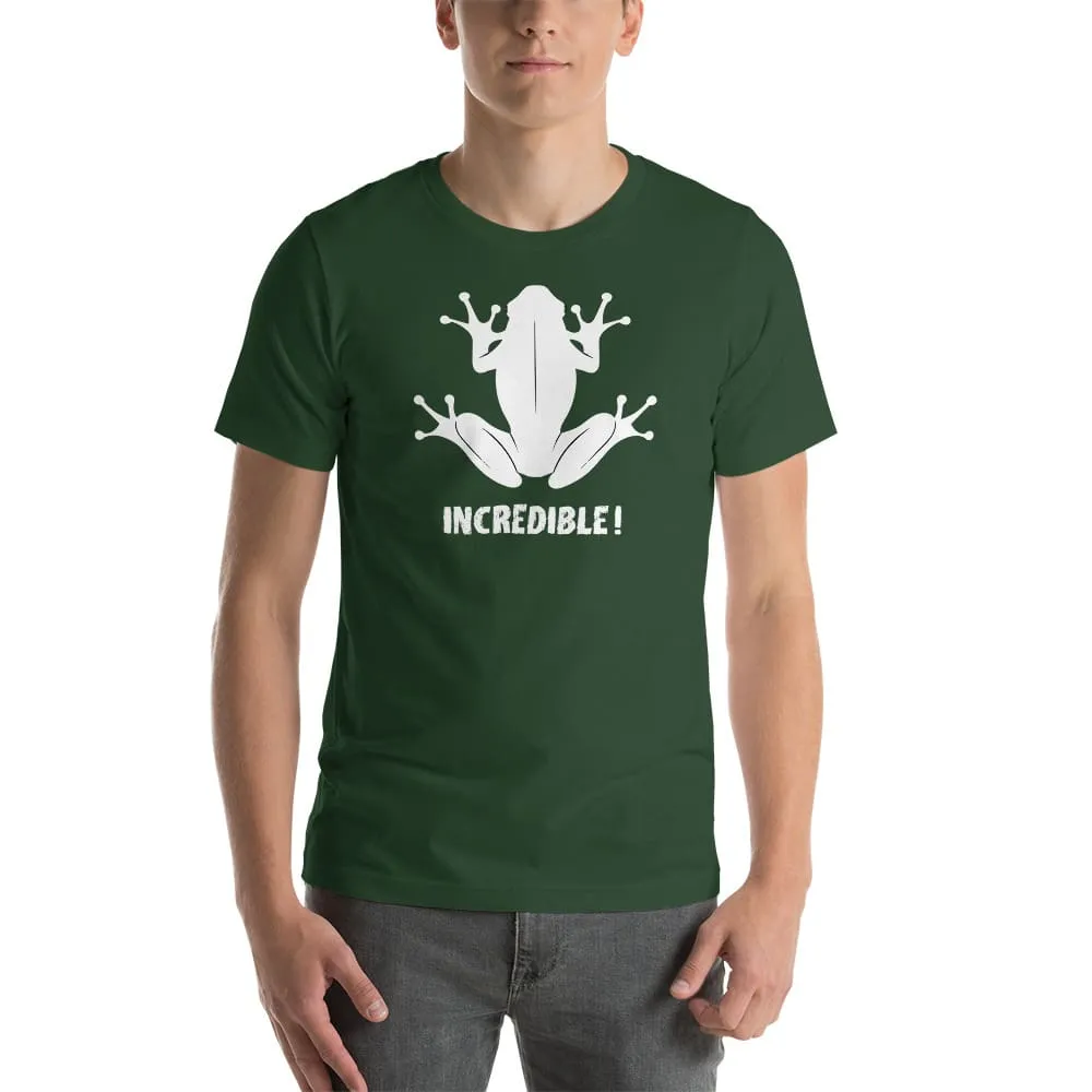 "Frogs Are Incredible" Frog T-Shirt - White Print (Adult Unisex/Men's)