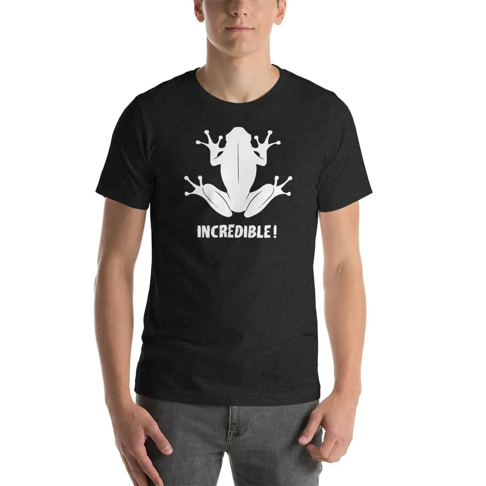 "Frogs Are Incredible" Frog T-Shirt - White Print (Adult Unisex/Men's)