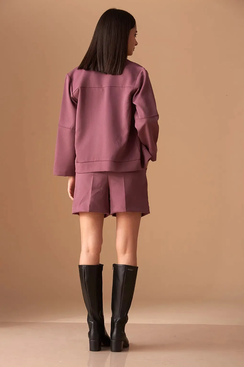 Ruched Top with Shorts and Shacket