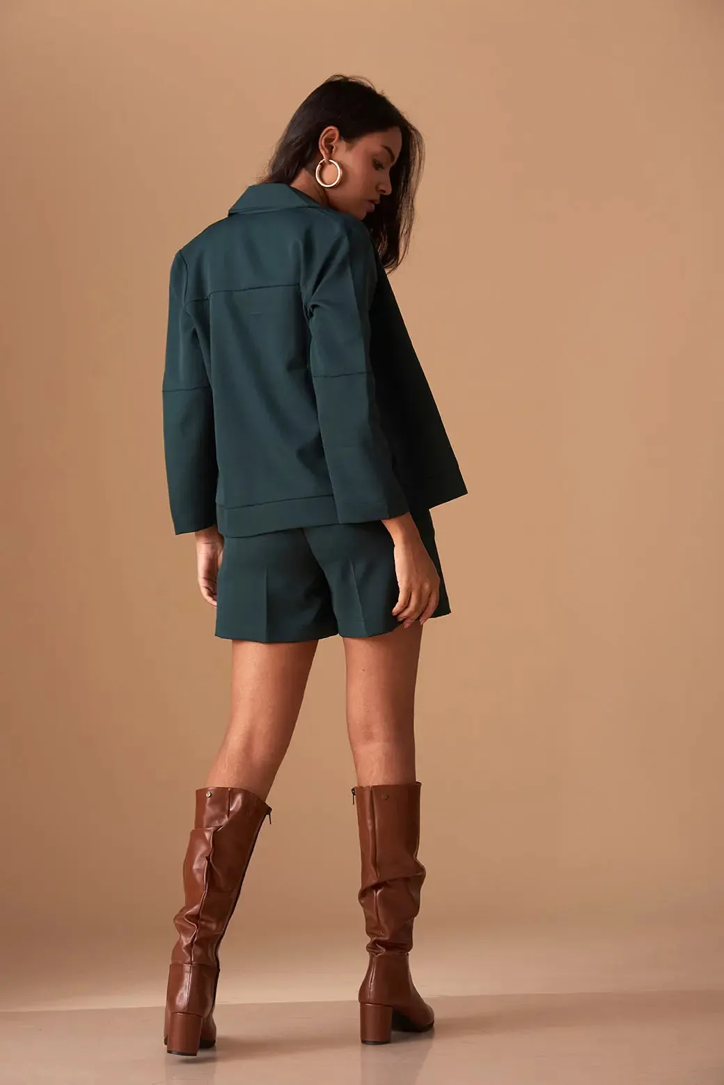 Ruched Top with Shorts and Shacket