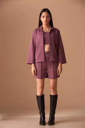 Ruched Top with Shorts and Shacket