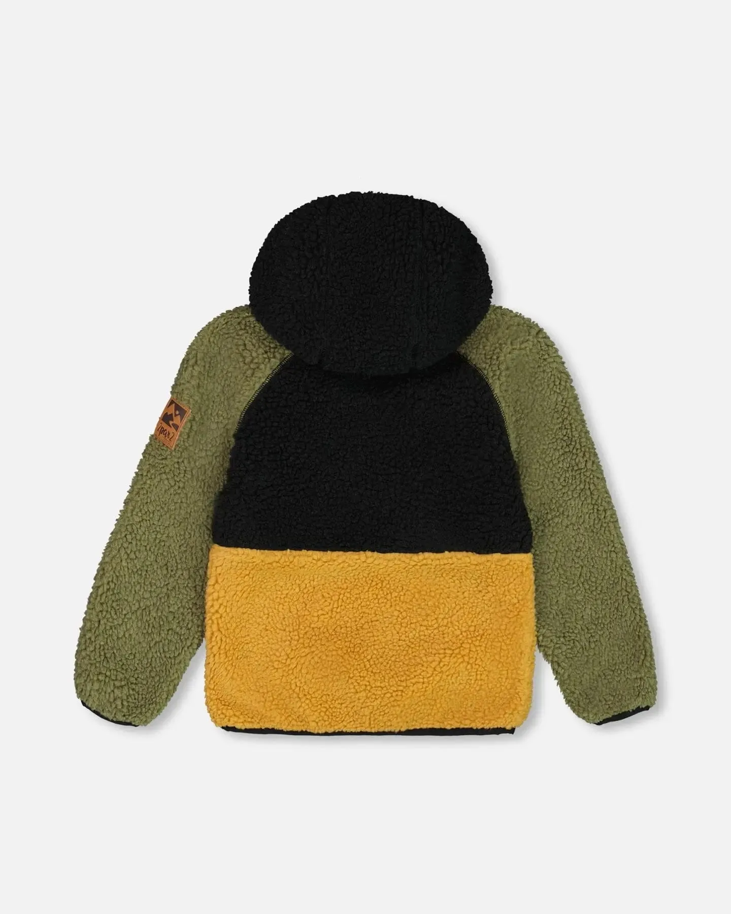 Sherpa Mid-Season Colorblock Jacket Black, Tan, And Olive Green