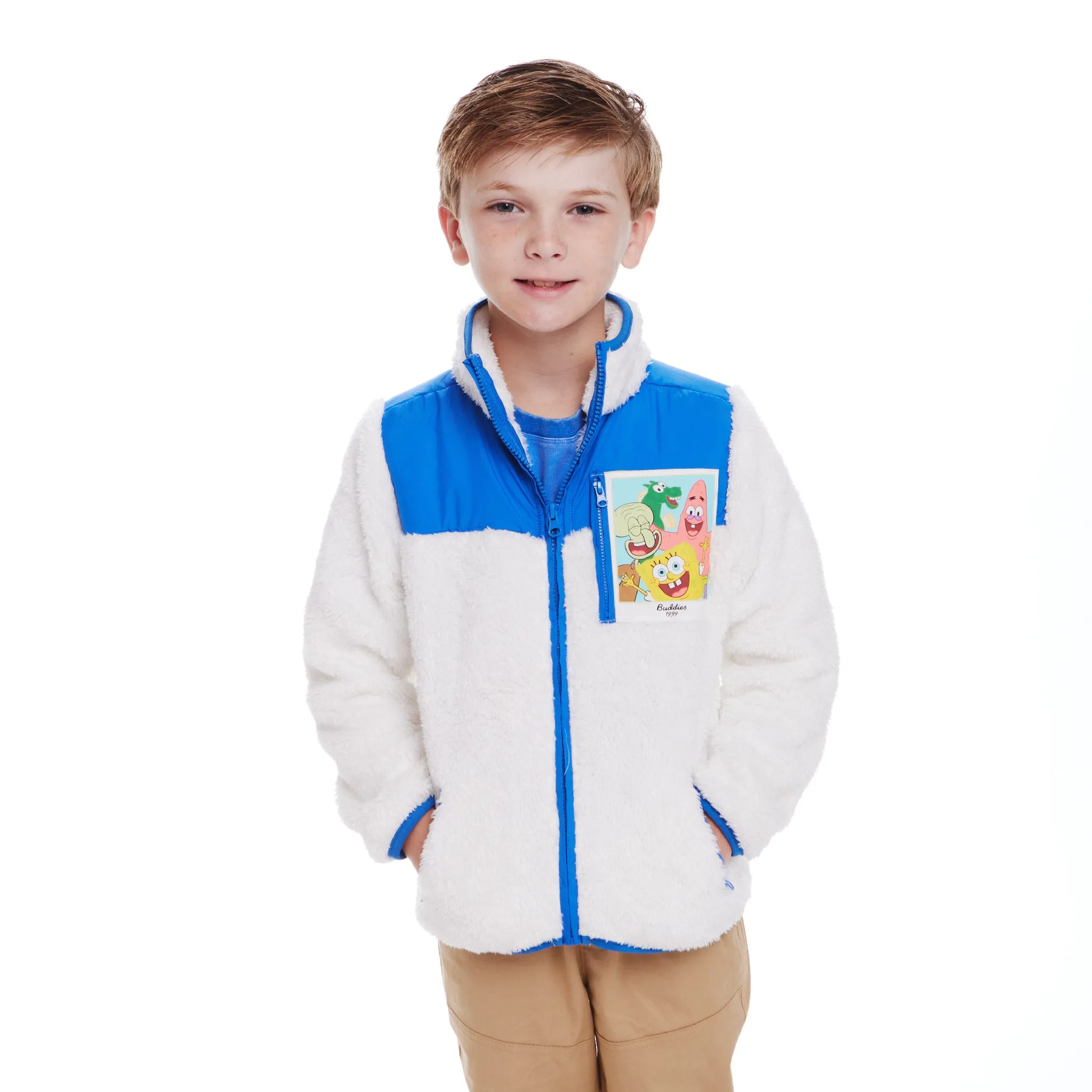 SpongeBob SquarePants™ x Andy & Evan® | Kids (2-7) Bikini Bottom Buddies Sherpa Jacket with Printed Patch Pocket
