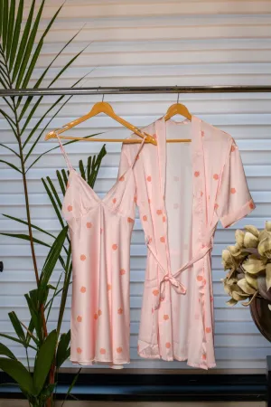 Stylish Peach Night Gown With Cozy Robe Ensemble