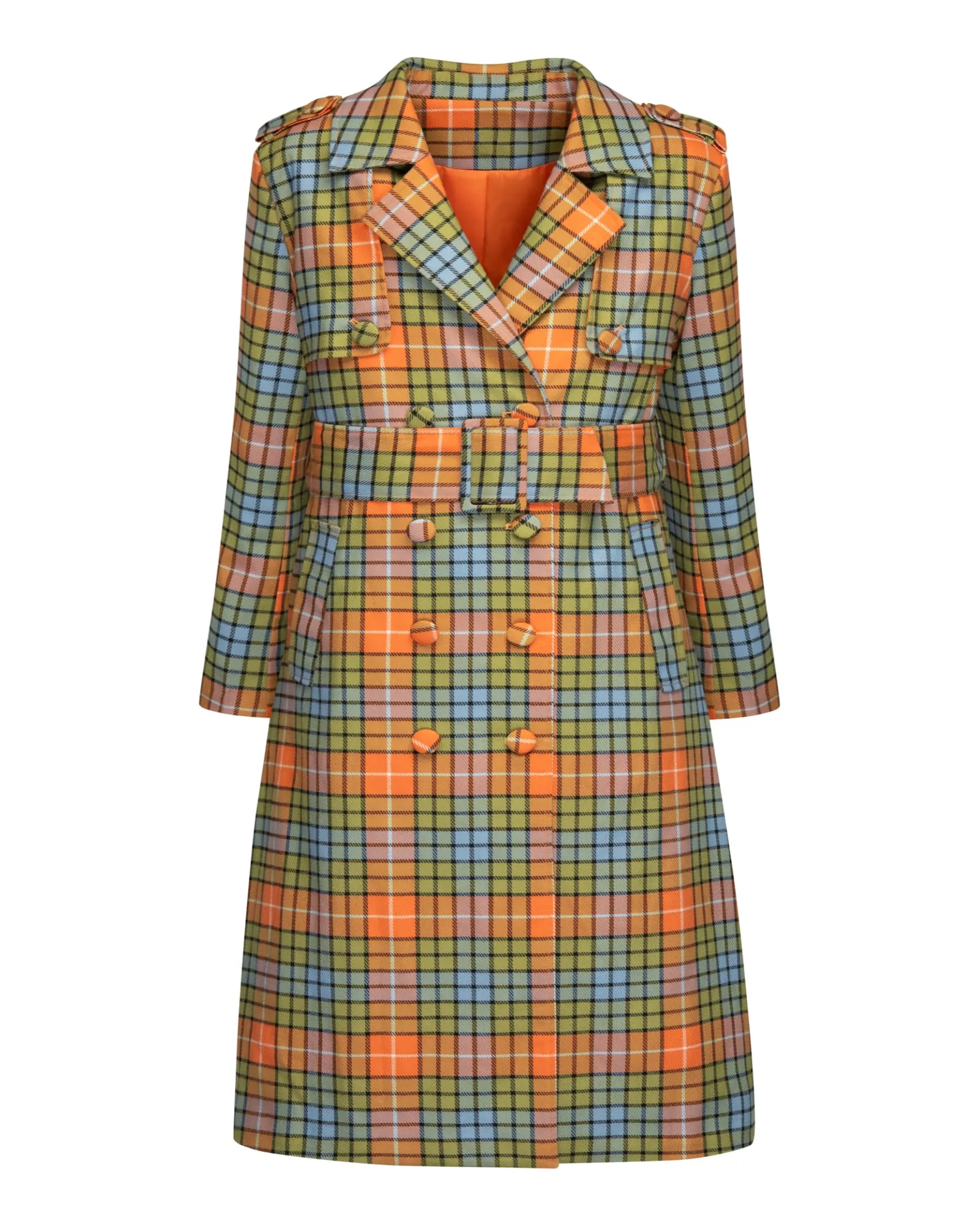 The Florence Plaid Trench Coat | Orange
