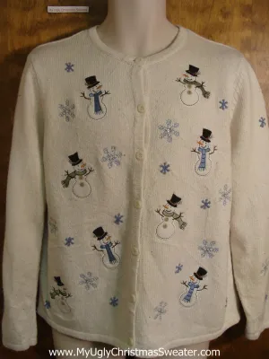 Tiny Smiling Snowmen Ugly Christmas Sweater